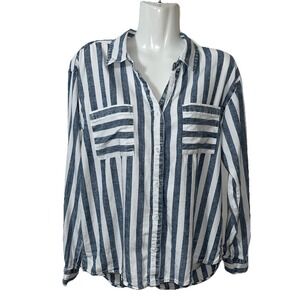 Thread & Supply Women's Top S Blue‎ White Striped